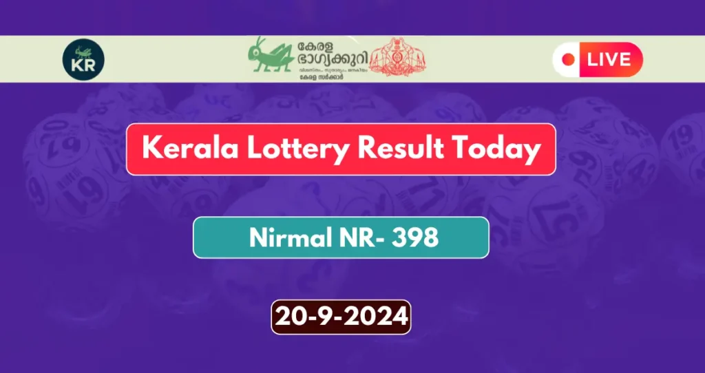  Kerala Lottery Result Today 20-9-2024 Nirmal NR 398